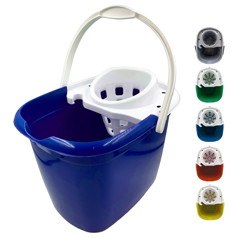 image 1 of Colour Coded Mop Bucket with Removable Wringer 12L Heavy Duty Plastic Cleaning Bucket for Home Kitchen and Catering