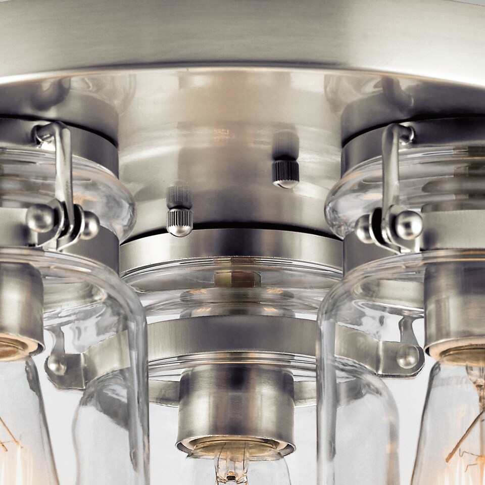 image 1 of Brinley 3 Light Flush Mount Ceiling Light Brushed Nickel, E27