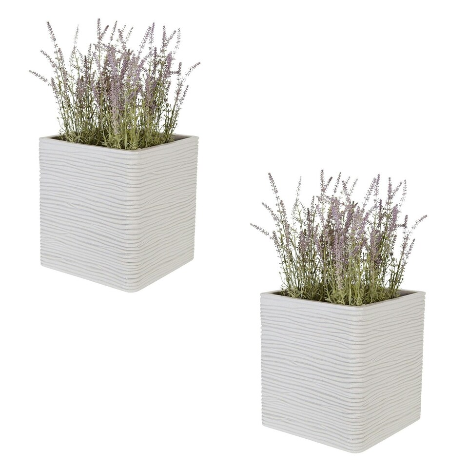 image 1 of 2 x Amalfi Square Multipurpose Home Garden Patio Stone Effect Flower Planters N/A