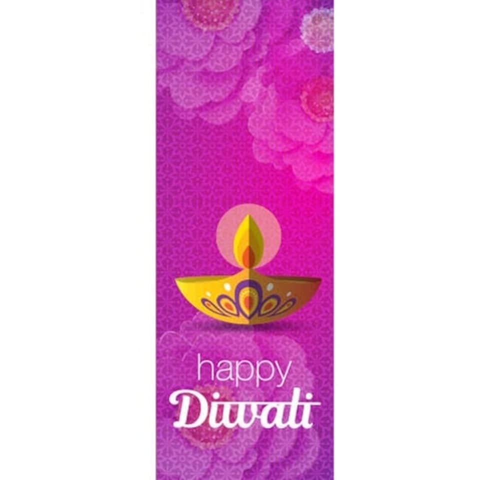 Happy Diwali Magenta Wall Poster PVC Party Sign Decoration 70cm x 25cm