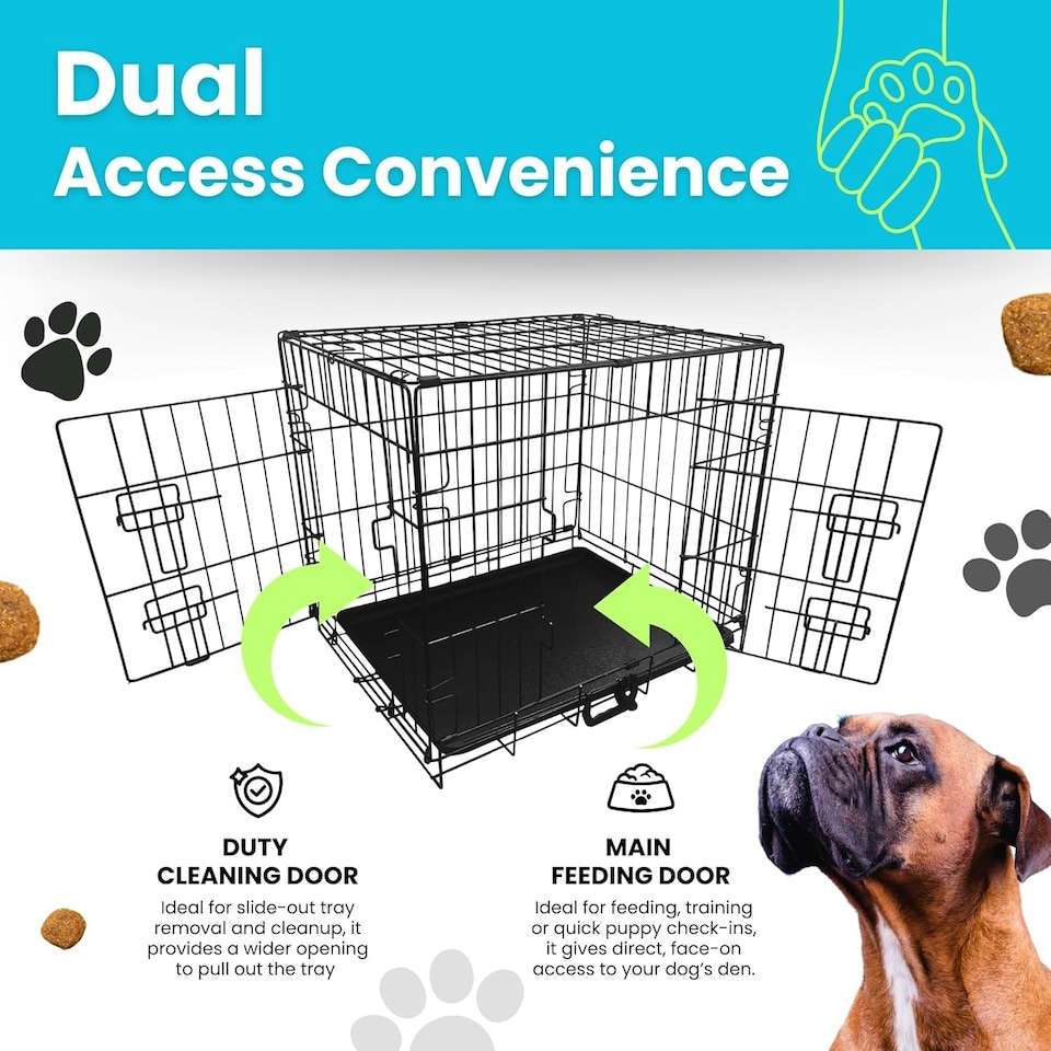 image 1 of Straame 42" Folding Metal Dog Crate Black