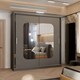 image 2 of Modern Mirror Sliding Wardrobe with Gloss Strips & Storage