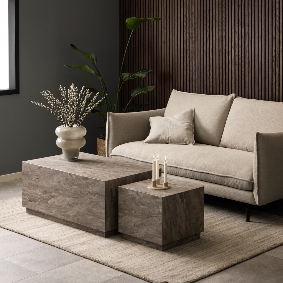 image 1 of Dice Coffee Table Set in Grey Marble