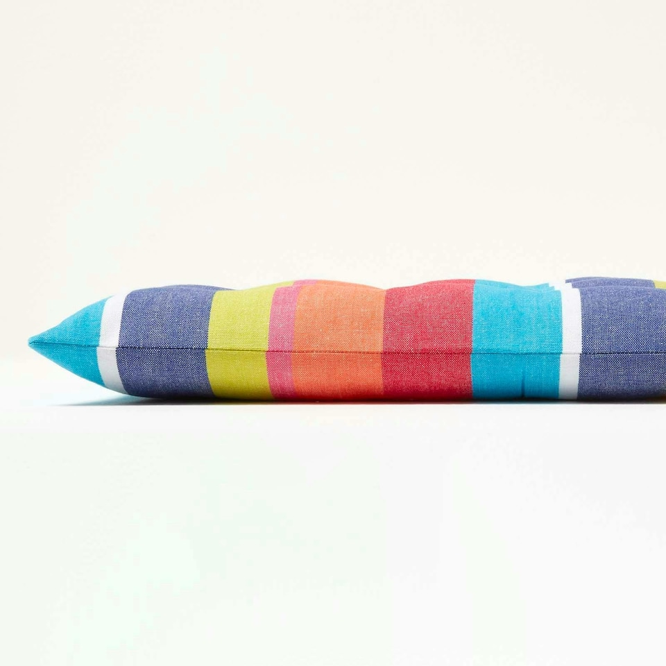 image 1 of Homescapes Garden Bench Cushion Luxury 2 Seater Cotton Stripe Indoor Outdoor Seat Pad | Multi | 108 x 42 cm | 1