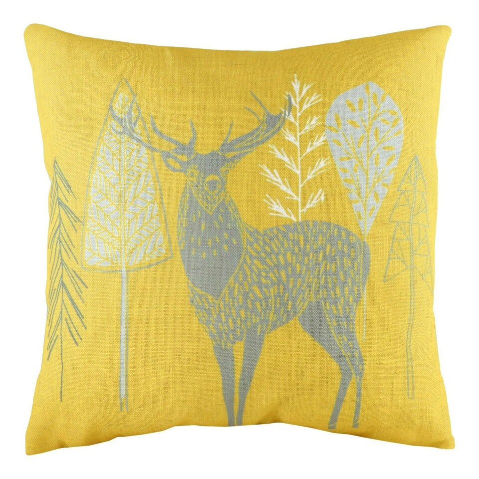 Riva Home Hulder Stag Cushion Cover Ochre Yellow One Size Tesco