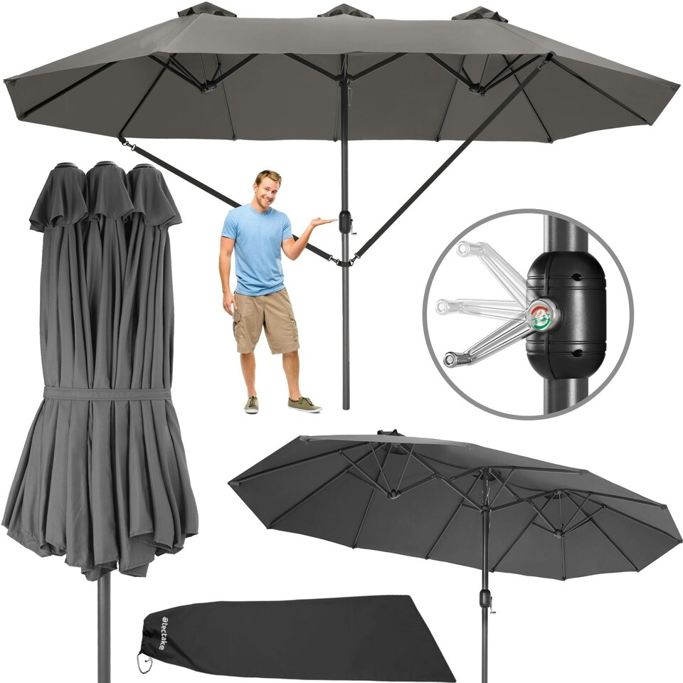 image 1 of Parasol Silia - extra wide, 460 x 270 cm, height-adjustable, cover included Grey