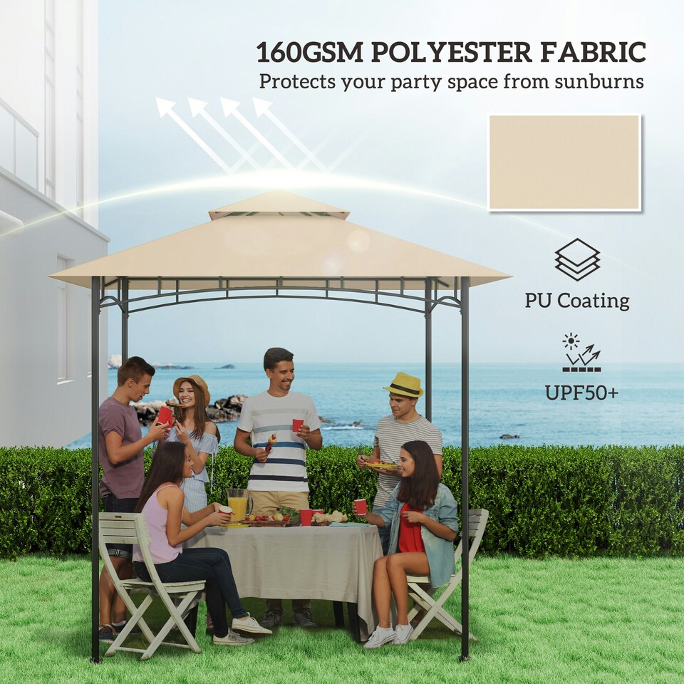image 1 of Outsunny Grill Gazebo Cover Roof Replacement for 1.5 x 2.4m Frame, Beige