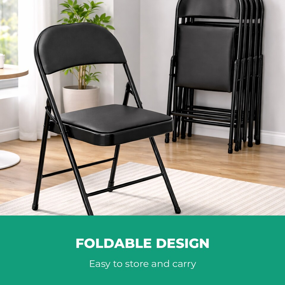 image 1 of Royalford Heavy Duty Folding Padded Chair, Pack of 2