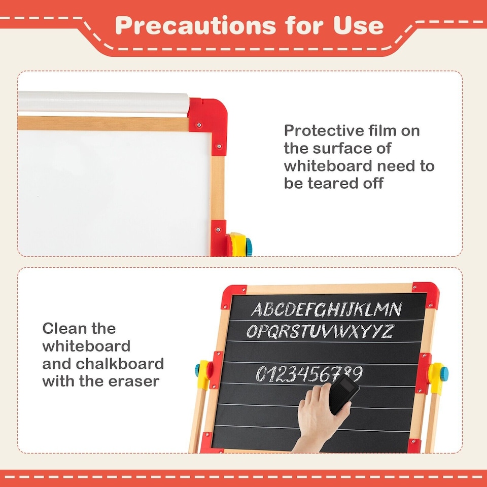 image 1 of COSTWAY 3-in-1 Freestanding Kids Art Easel Drawing Board