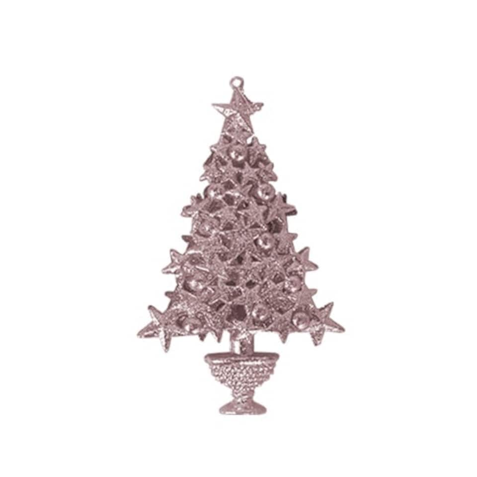Rose Gold Glittered Christmas Tree Hanging Decoration 16cm