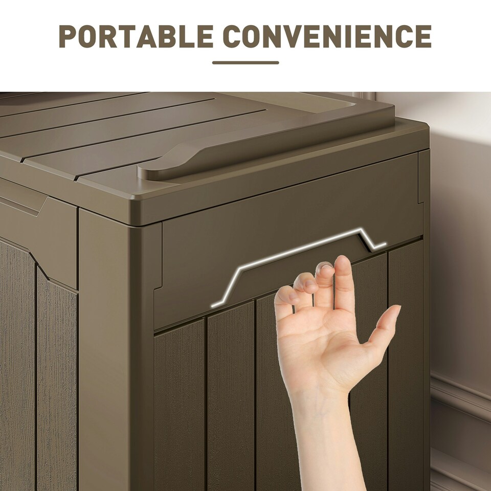image 1 of HOMCOM 107 L Plastic Storage Chest with Lock Hole and Handles Dark Brown