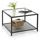 image 10 of COSTWAY Modern Glass Top Coffee Table Home Square Center Table Grey