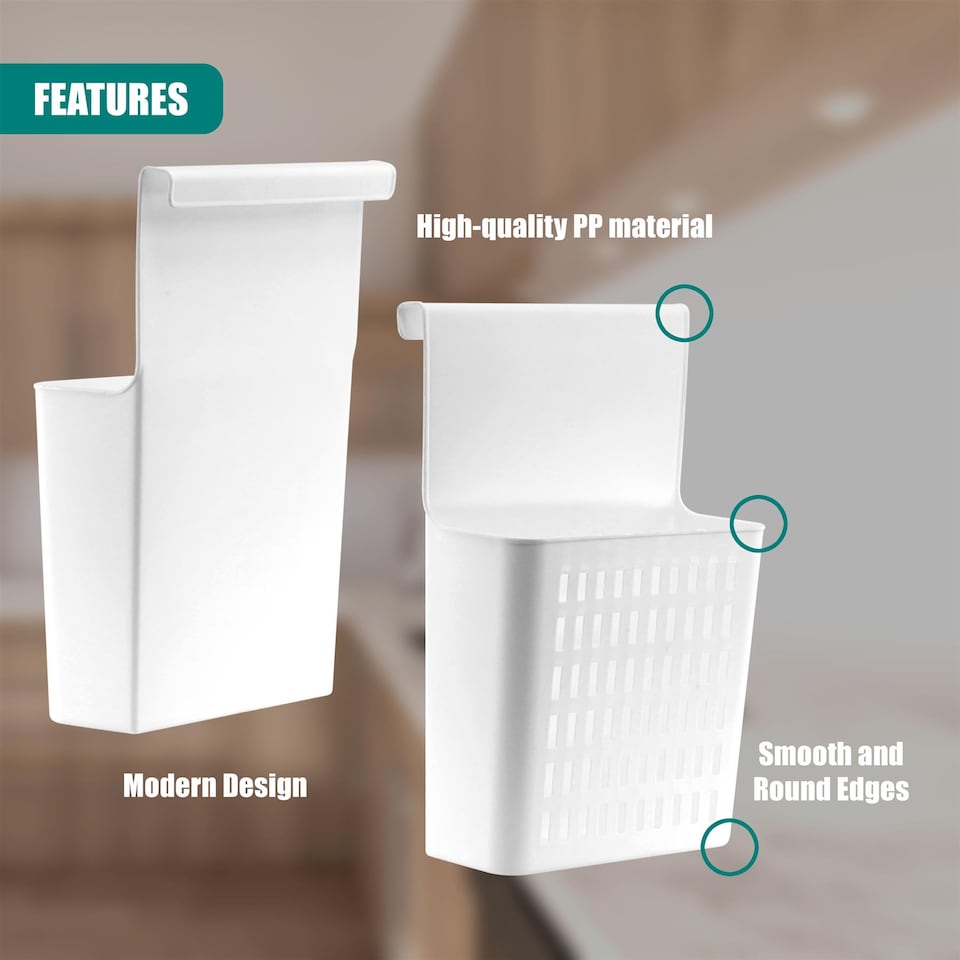 image 1 of GEEZY Over Door Hanging Storage Organizer Basket for Kitchen Bathroom Pantry Cupboard