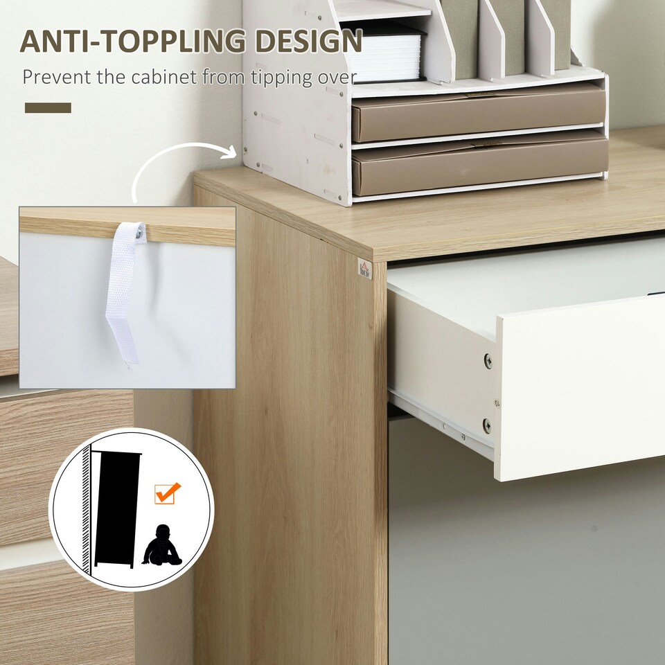 image 1 of HOMCOM Sideboard Storage Cabinet Kitchen Cupboard with Drawers for Bedroom
