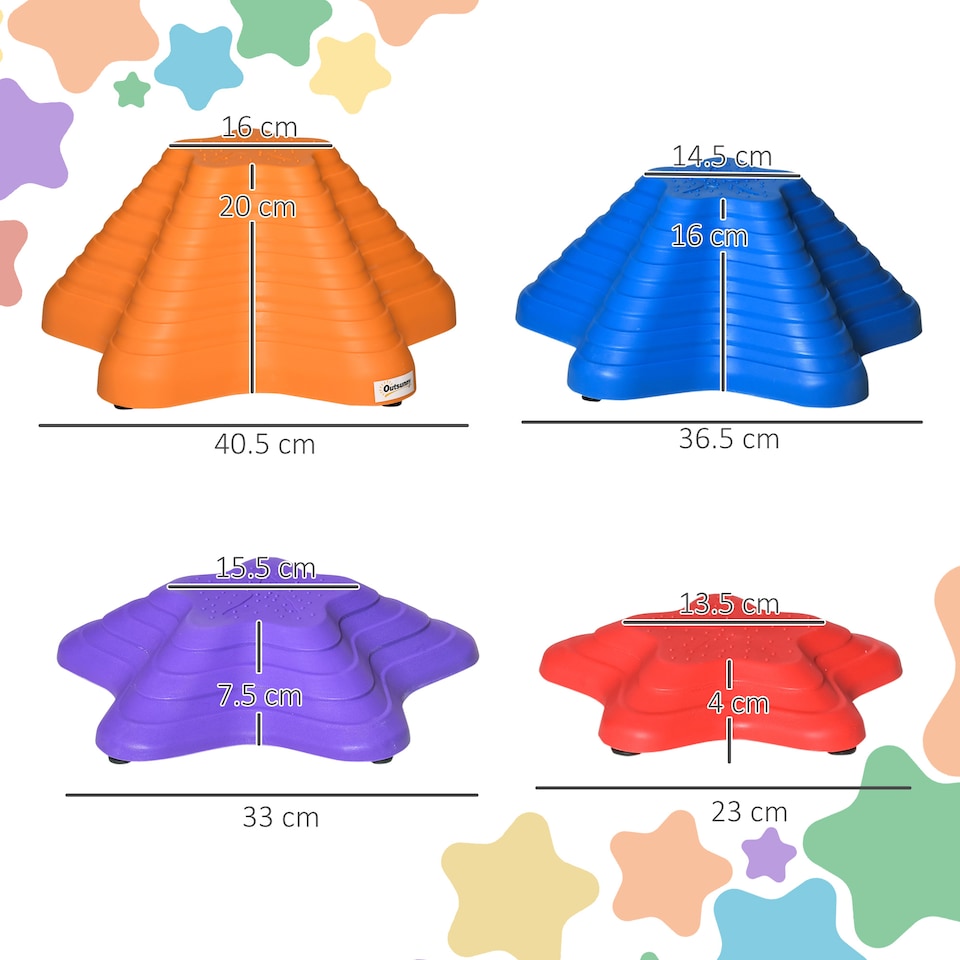 image 1 of Outsunny 11-Piece Balance Stepping Stones Non-Slip Obstacle Course for Kids