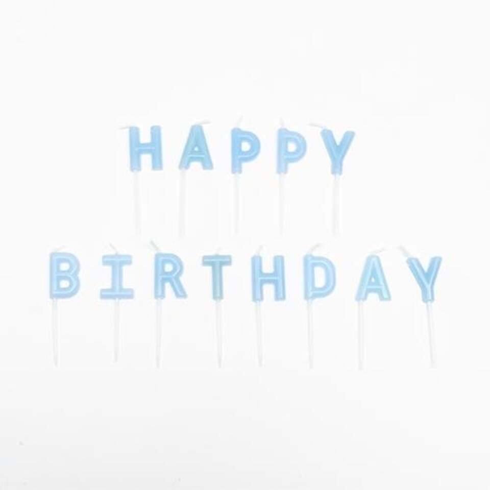 image 1 of Pastel Blue Happy Birthday Pick Candles Blue