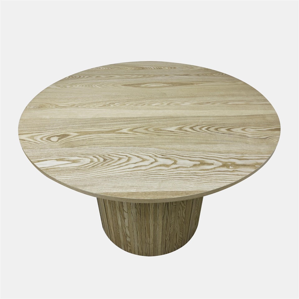 image 1 of OHS Madison Ribbed Round Dining Table Wood Effect