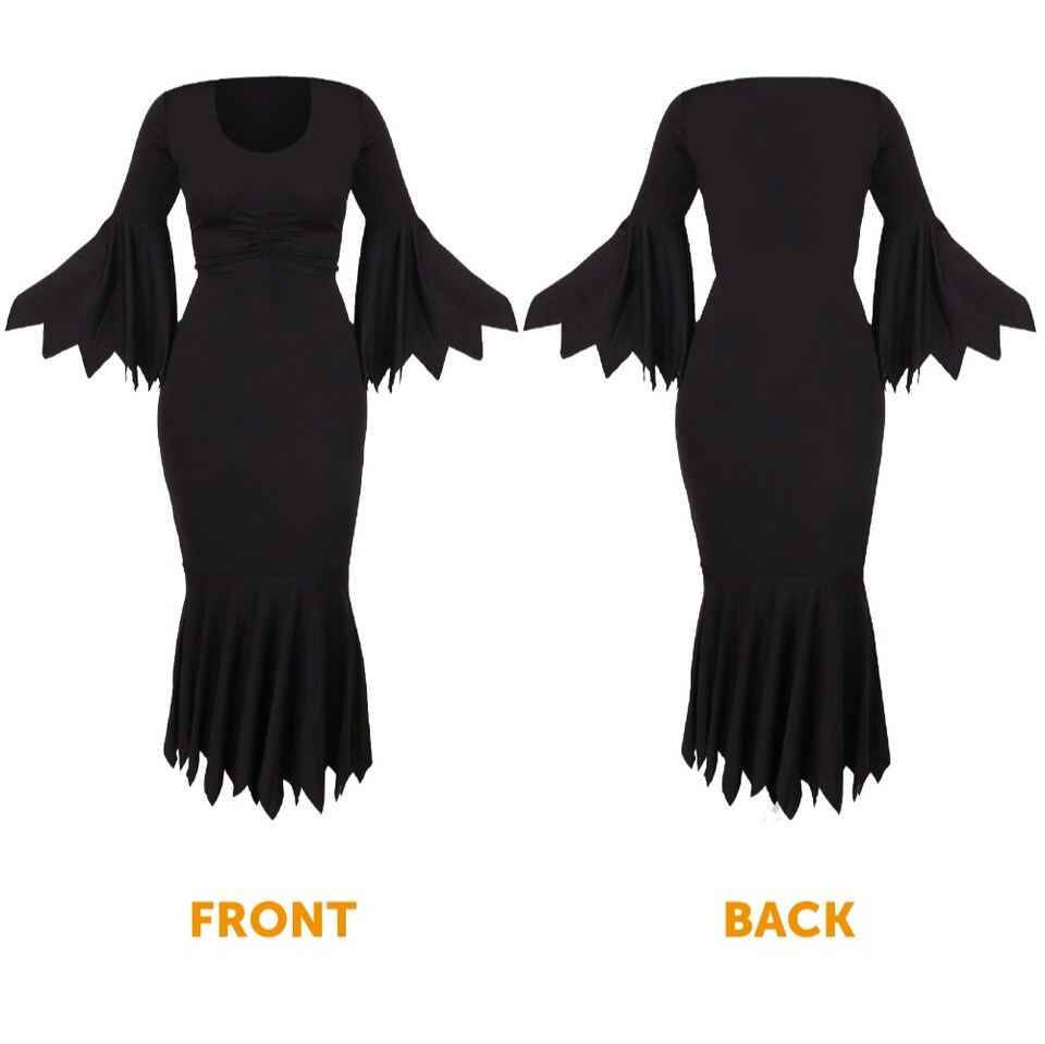 image 1 of Deluxe Witch Costume Dress, Tights, Cape, Hat, Broom & Face Paint | Multi | M