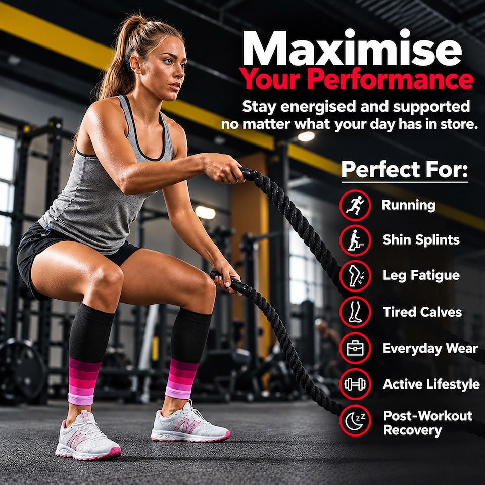 image 1 of aZengear Calf Support Compression Sleeves (Pair) for Women, Men, Running, Shin Splints
