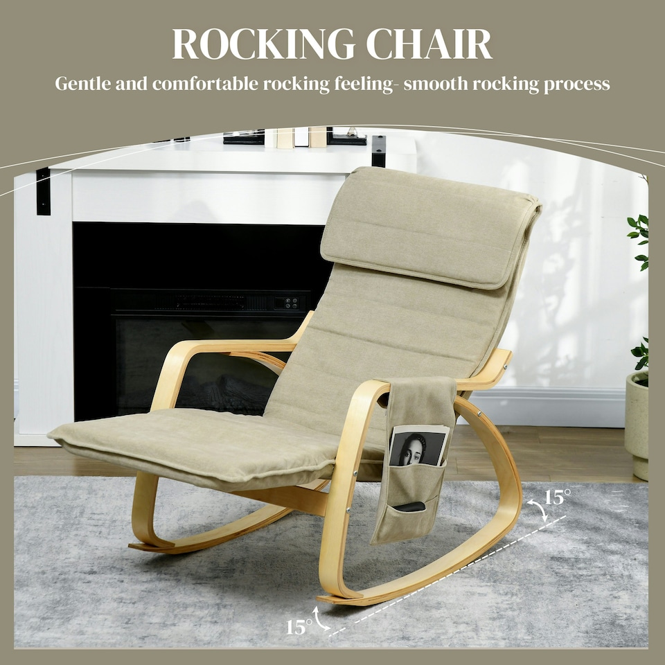 image 1 of HOMCOM Rocking Chair Recliner Armchair with Adjustable Footrest