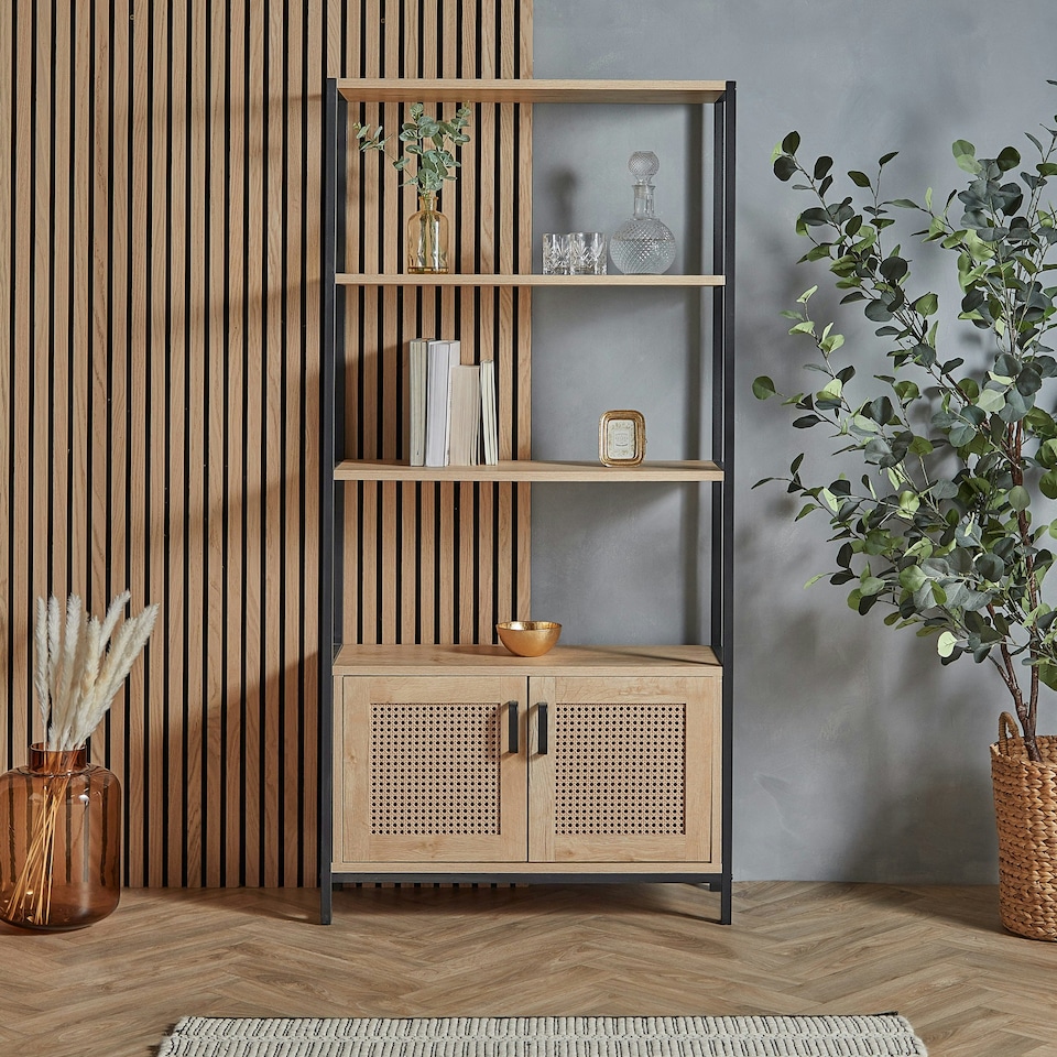 image 1 of Spinningfield Natural Light Wood Effect Rattan Bookstand Brown