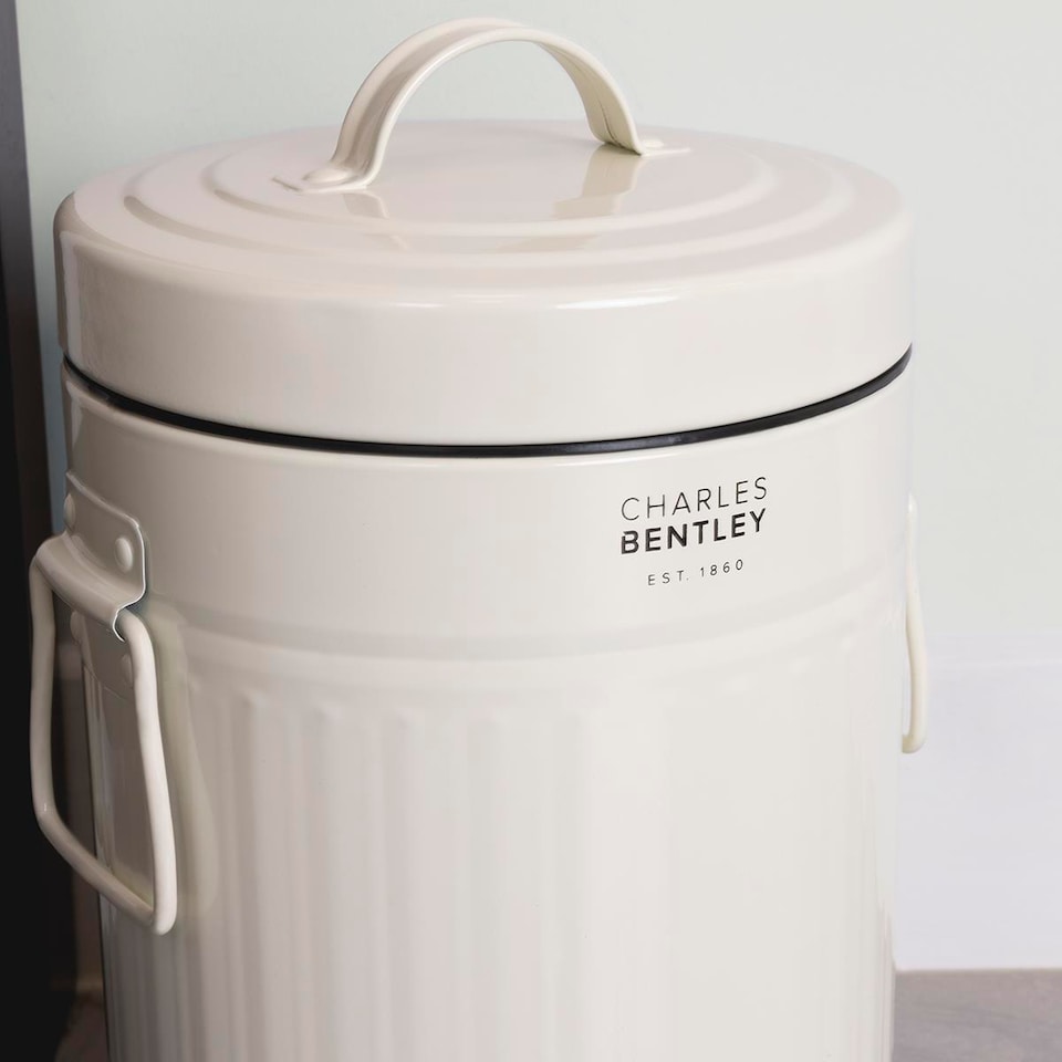 image 1 of Charles Bentley 3L Cream Steel Waste Rubbish Kitchen Bathroom Mini Pedal Bin