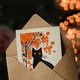image 3 of Cat Lover Black Pet Under Autumn Orange Tree Halloween Greeting Card