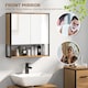 image 3 of HOMCOM Bathroom Mirror Cabinet Wall Mounted with Soft-Close Doors and Adjustable Shelf, Industrial Bathroom Wall Cabinet with Open Storage, 60 x 16 x 60 cm, Natural Wood Finish | Brown | Natural wood finish