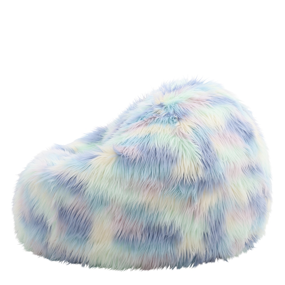 image 1 of Unicorn Classic Faux Fur Bean Bag Chair | Multi | Purple Blue Pink | 1