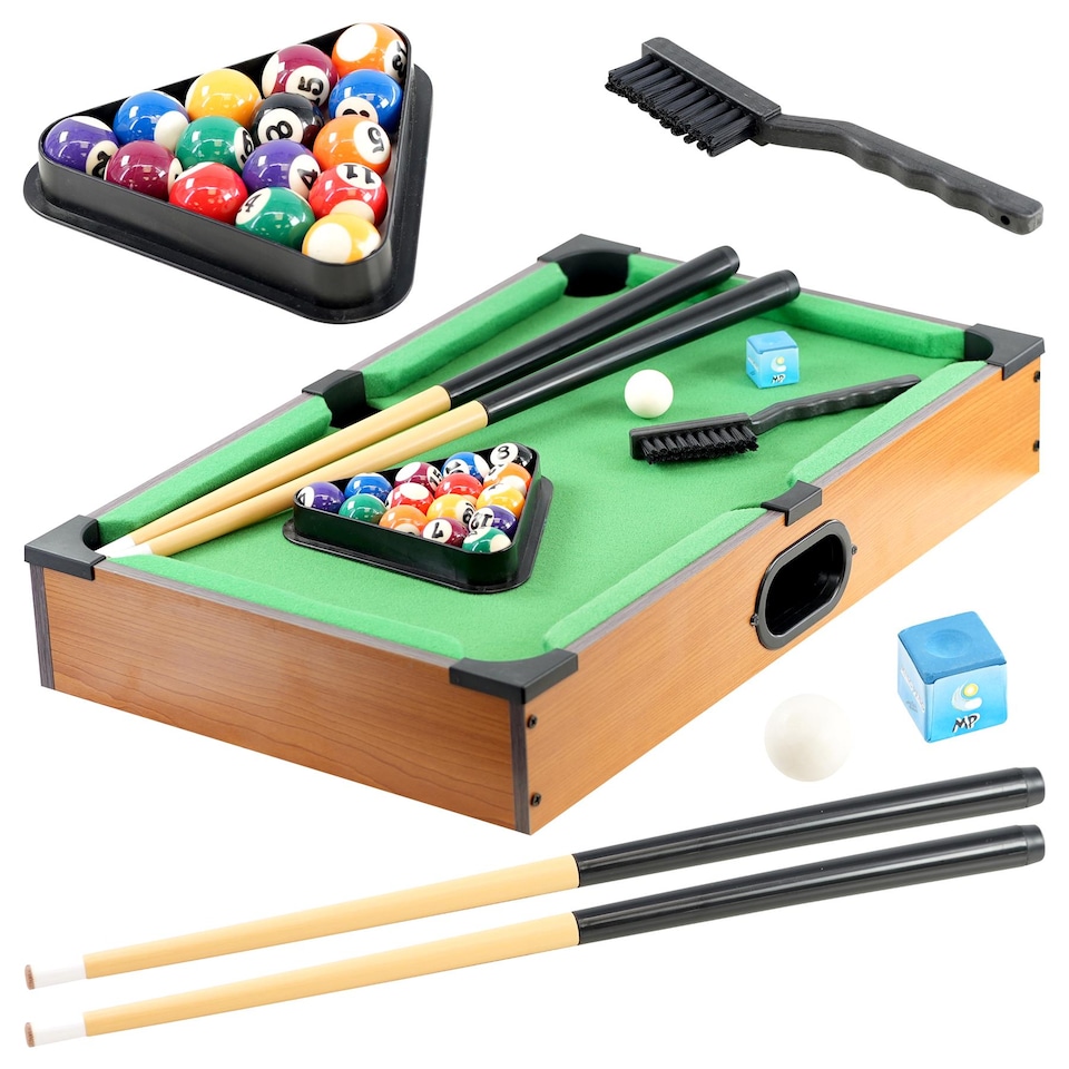 image 1 of The Magic Toy Shop Mini Pool Table Set Indoor Portable Billiard Game for Kids Family Fun