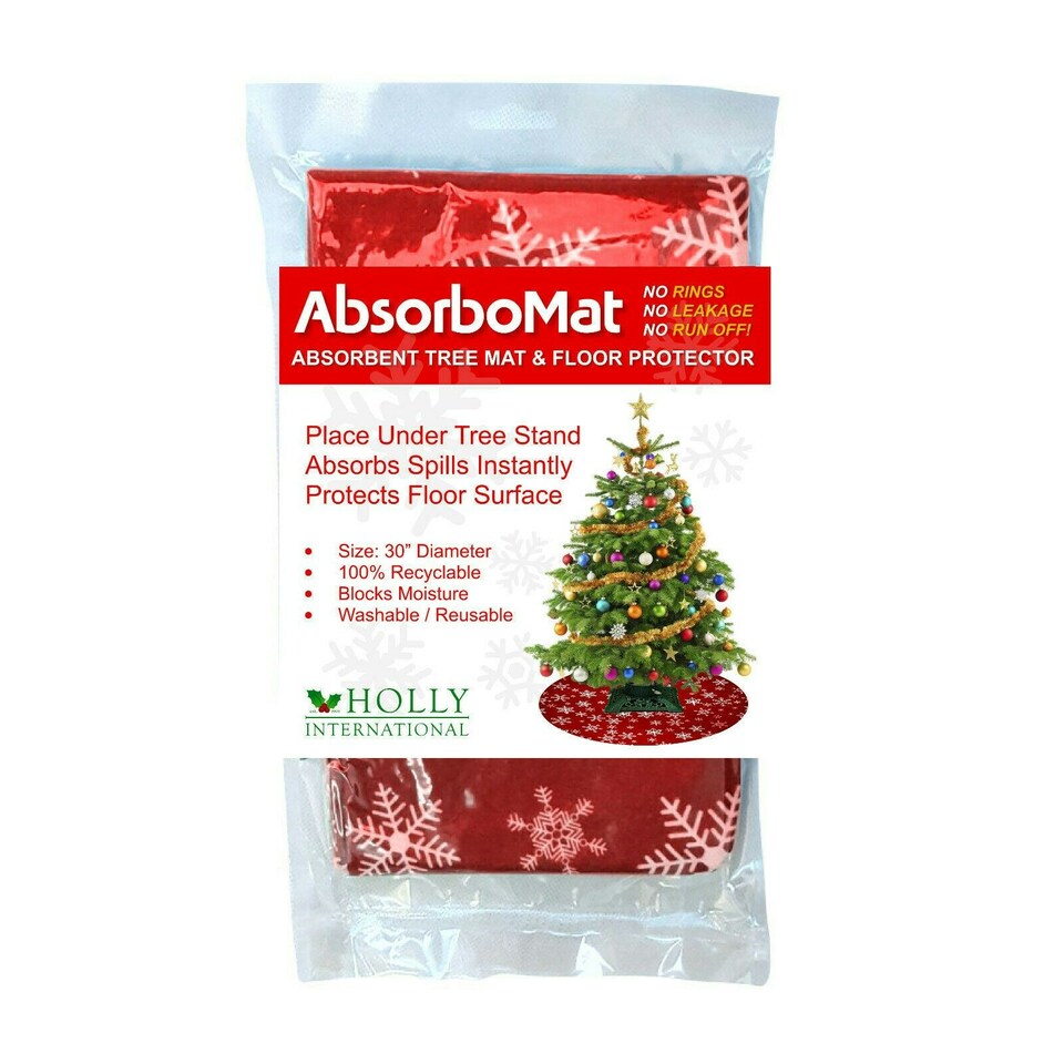 image 1 of Holly International Red Absorbent Christmas Tree Spill Mat & Floor Protector