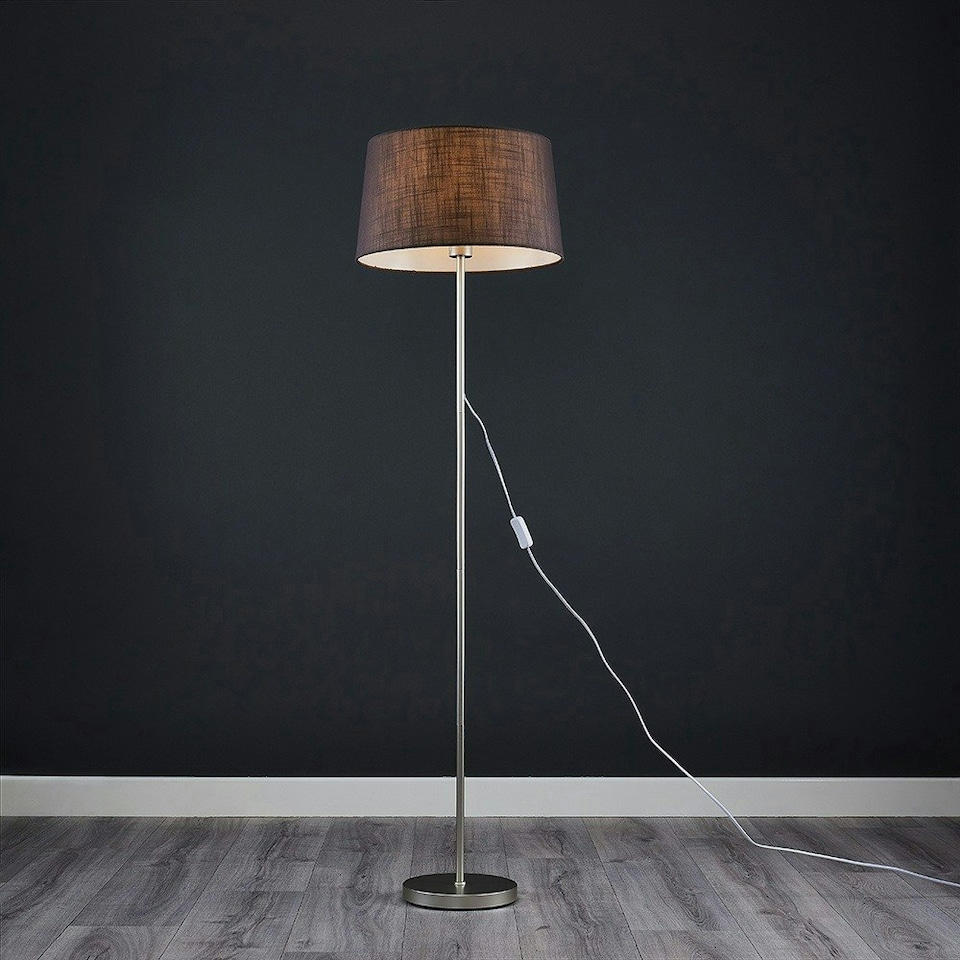 image 1 of ValueLights Charlie White Stem Table Lamp White Taper Shade & Bulb