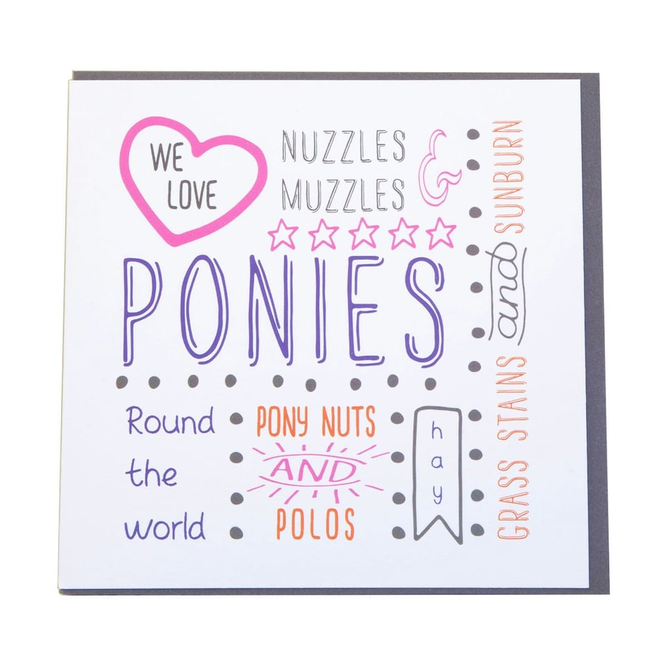 Gubblecote Pony Craft Greetings Card - White/Pink/Purple - One Size