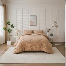 10.5 Tog Supersoft Microfibre Duvet with Pillowcases – Coverless or Use with Duvet Cover | Cream | Dark Natural | Double