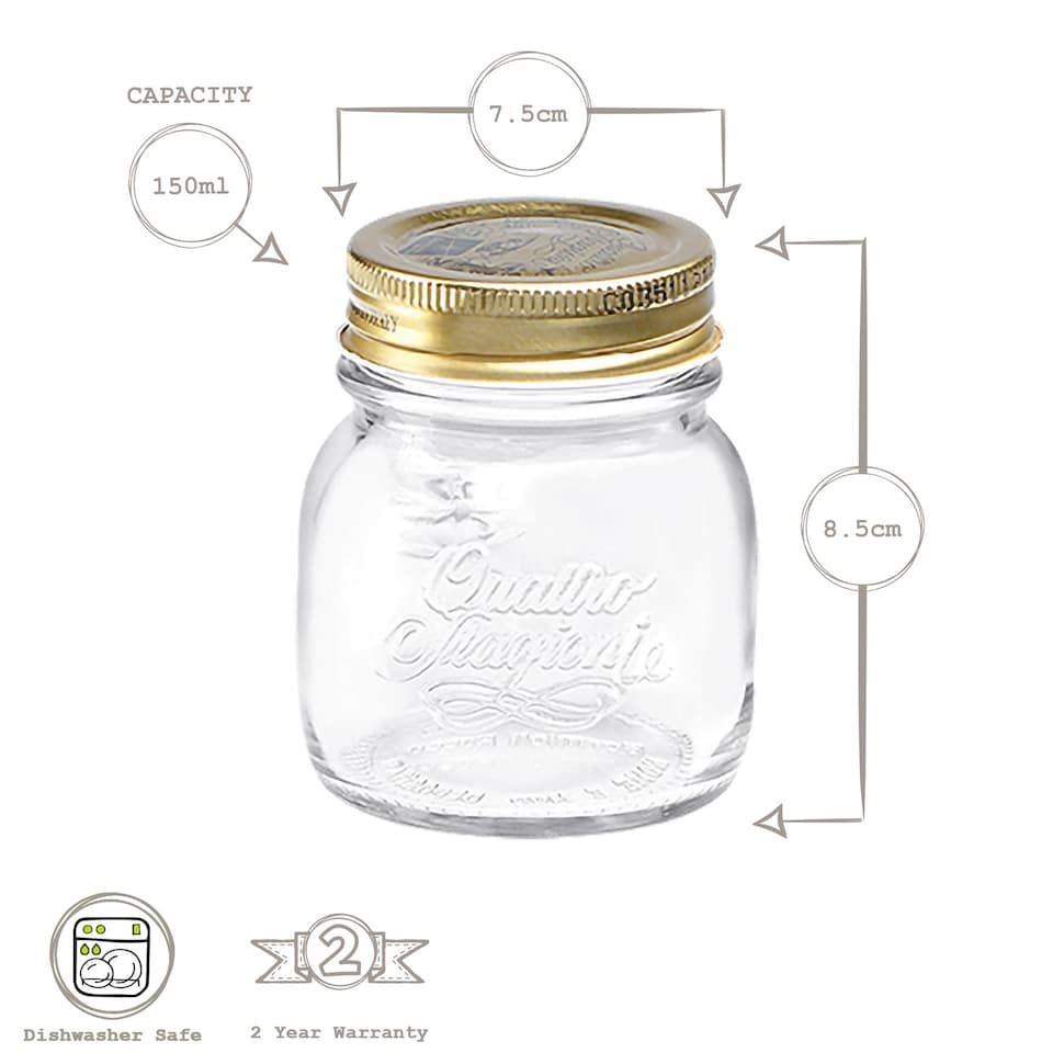 image 1 of Bormioli Rocco Quattro Stagioni Glass Preserving Jars - 150ml - Clear - Pack of 4