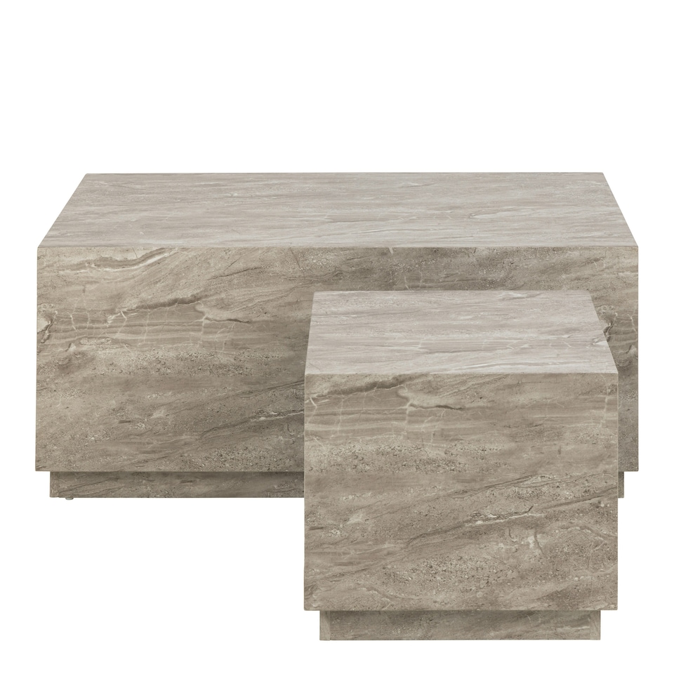 image 1 of Dice Coffee Table Set in Grey Marble Effect