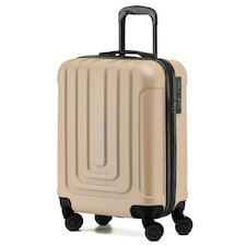Flight Knight Premium Hard Shell Lightweight Cabin Suitcase - 8 Wheels - TSA Lock & USB Port - 100 Airlines Approved Including Ryanair Priority - 55x40x20cm Cream | Champagne | Cabin Bag