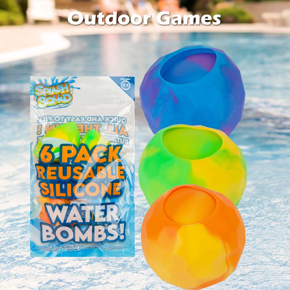 image 1 of vfm-estore Reusable Silicone Water Bombs Multicolour Set of 6 - Kids & Adult Pool Toy