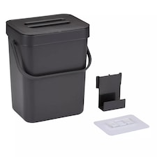 3L Wall Mounted Hanging Recycling Waste Bin Kitchen Cabinet Door with Handle & Lid | Black | Black