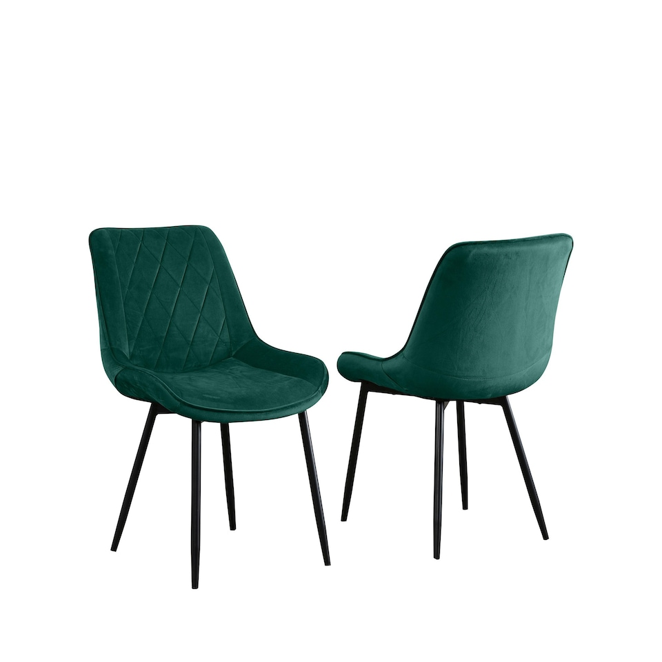 image 1 of Set of 2 Bovino Velvet Fabric Dining Chairs