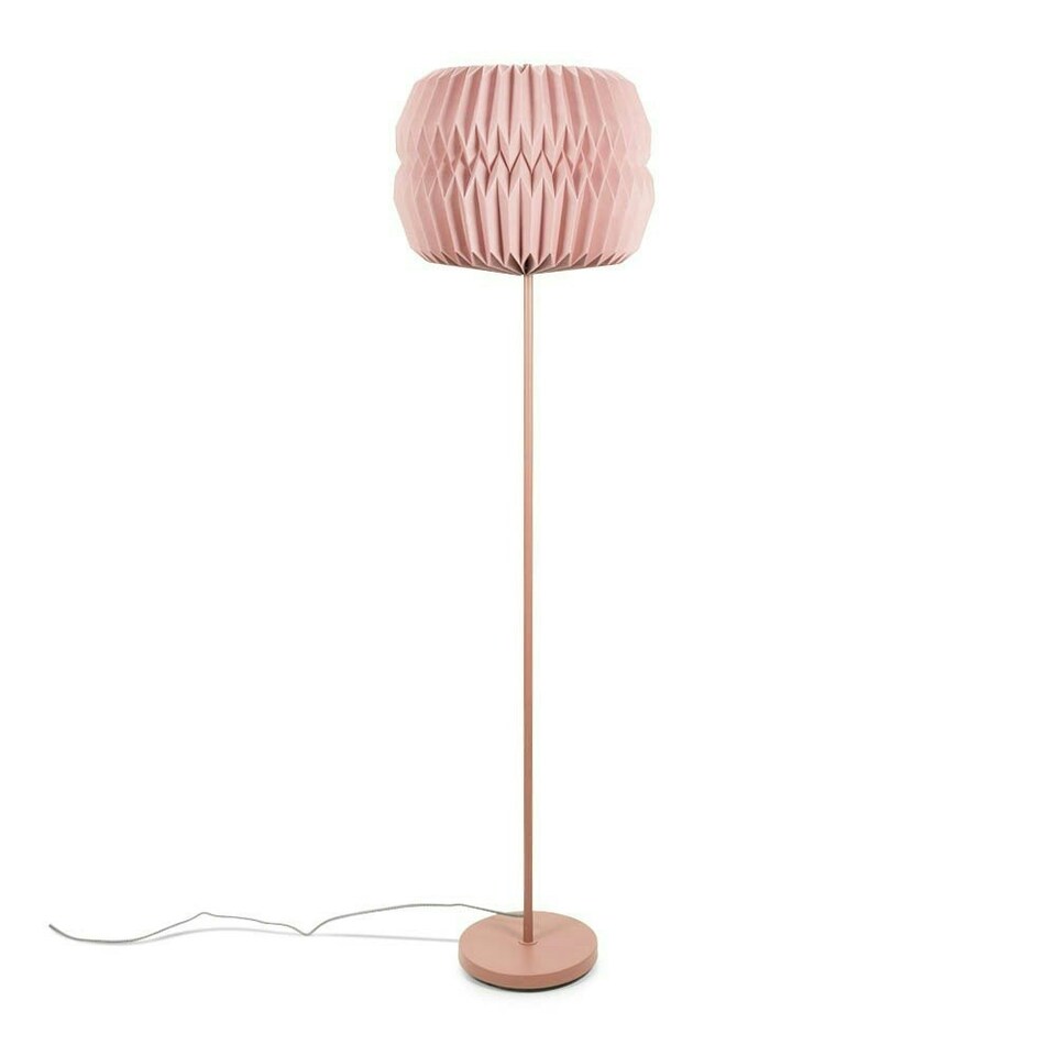 image 1 of ValueLights Bett Pink Floor Lamp with Pink Origami Drum Shade