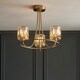 image 3 of Berenice 3 Light Multi Arm Glass Shade Semi Flush Ceiling Lamp Antique Brass