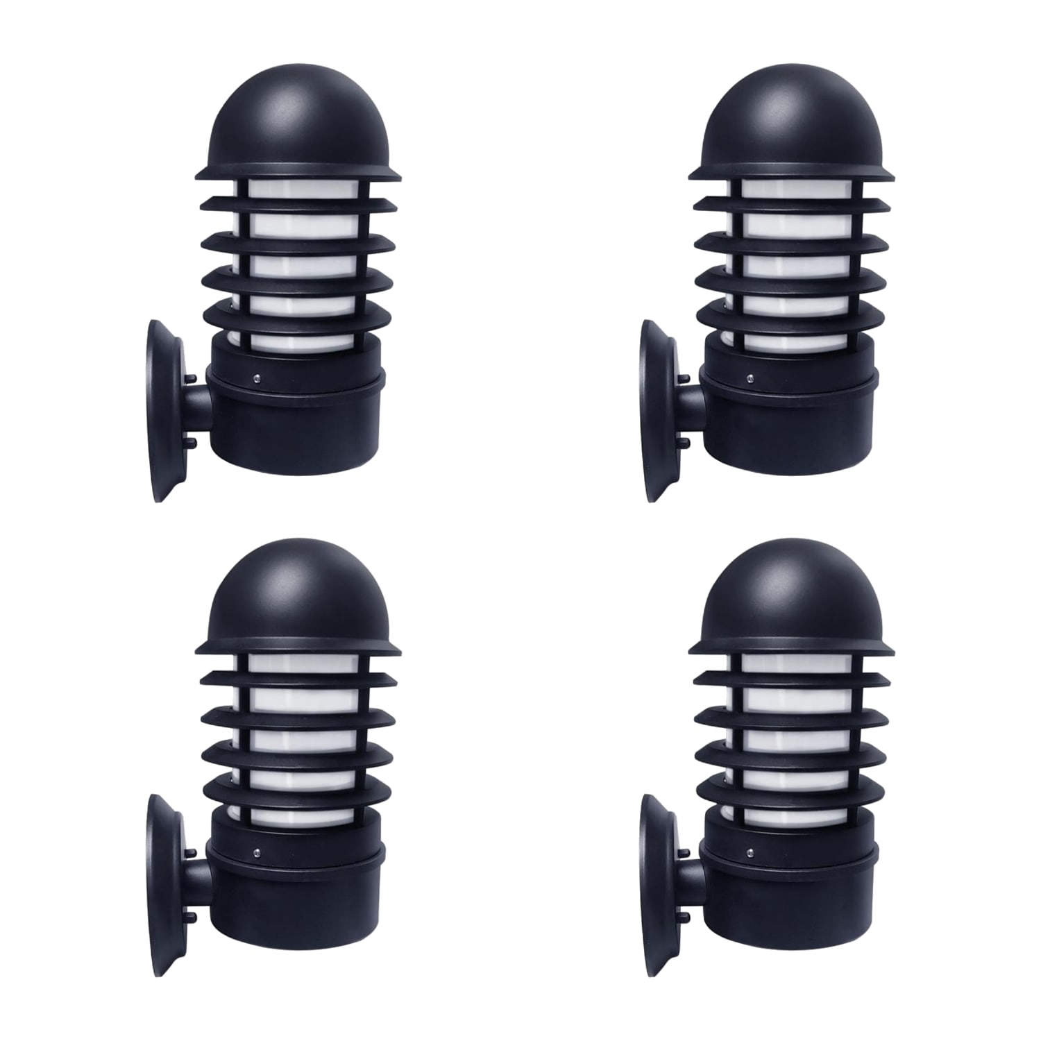 First Choice Lighting Set of 4 Mason - Black Louvred Outdoor Wall Lights