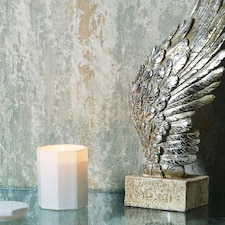 Nova Metallic Wallpaper in Duck Egg Green with Silver Sparkle Multi