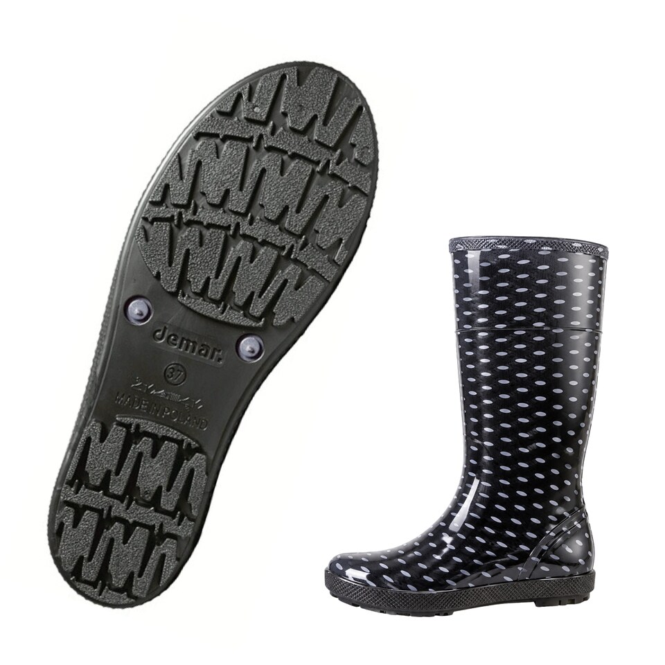 image 1 of Hawai Lady Women's Black Polka Dot PVC Rain Wellies EU40