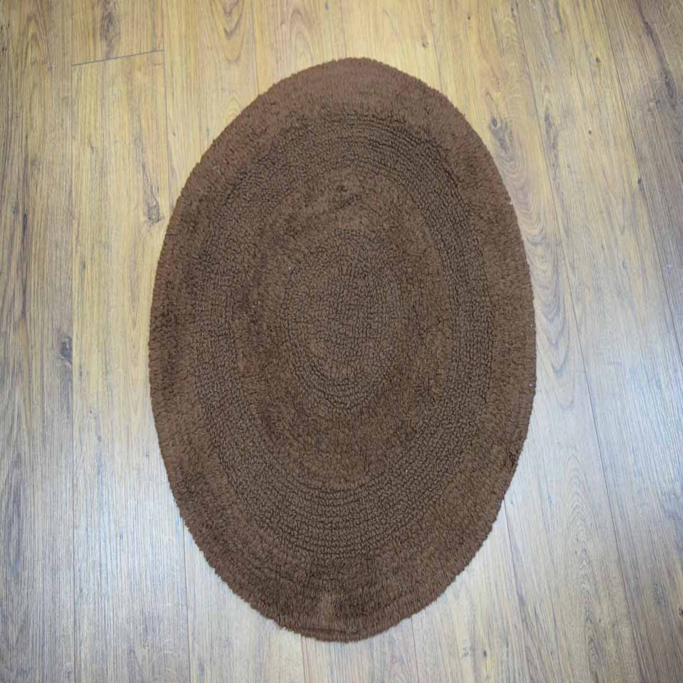 Plain Round Cotton Bath Mat | Brown | 1