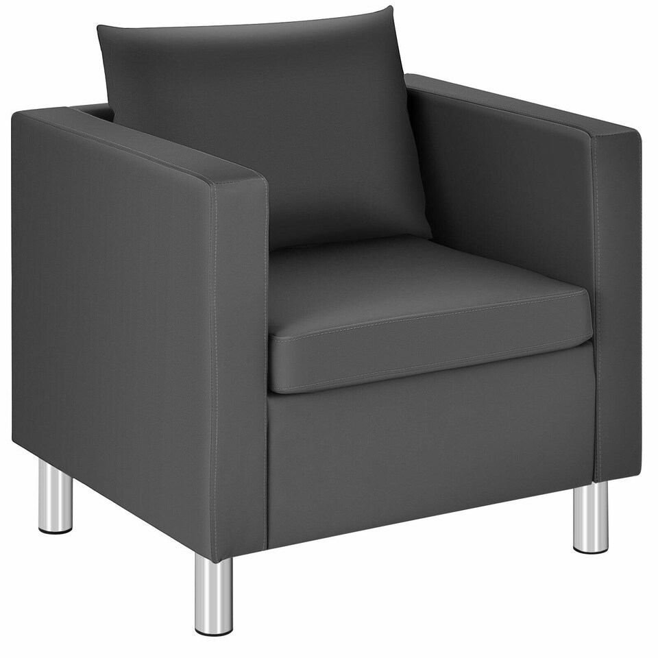 image 1 of COSTWAY Single Sofa Seat Upholstered Sofa Chair W/ Cushion Grey