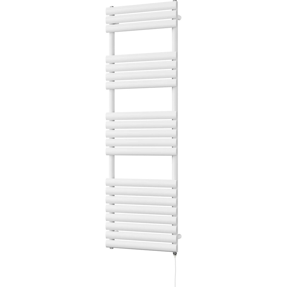 image 1 of Omeara Electric Towel Rail Standard Heated Bathroom Radiator - White (H) 1595mm x (W) 500mm - 600W