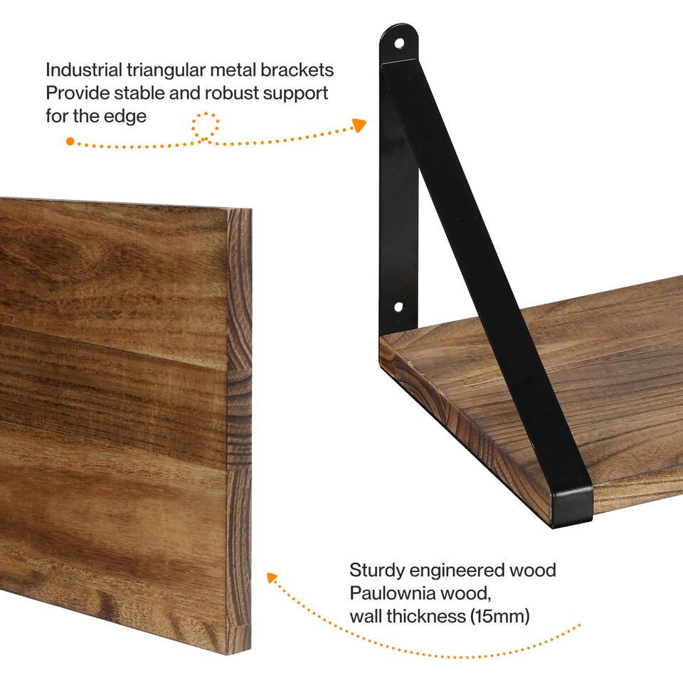 image 1 of Levede Floating Shelves Wall Mounted Book Shelves for Wall Set of 3 Natural