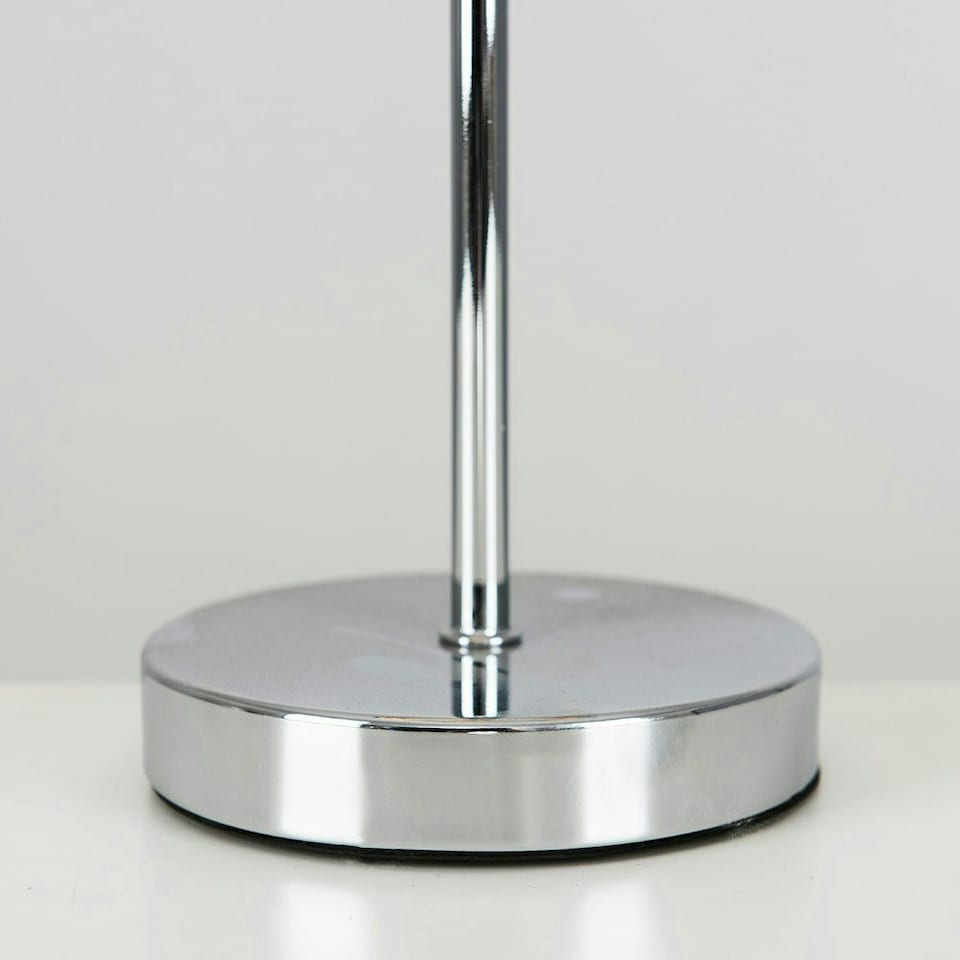 image 1 of ValueLights Polished Chrome Touch Bedside Table Lamp With Grey Herringbone Shade